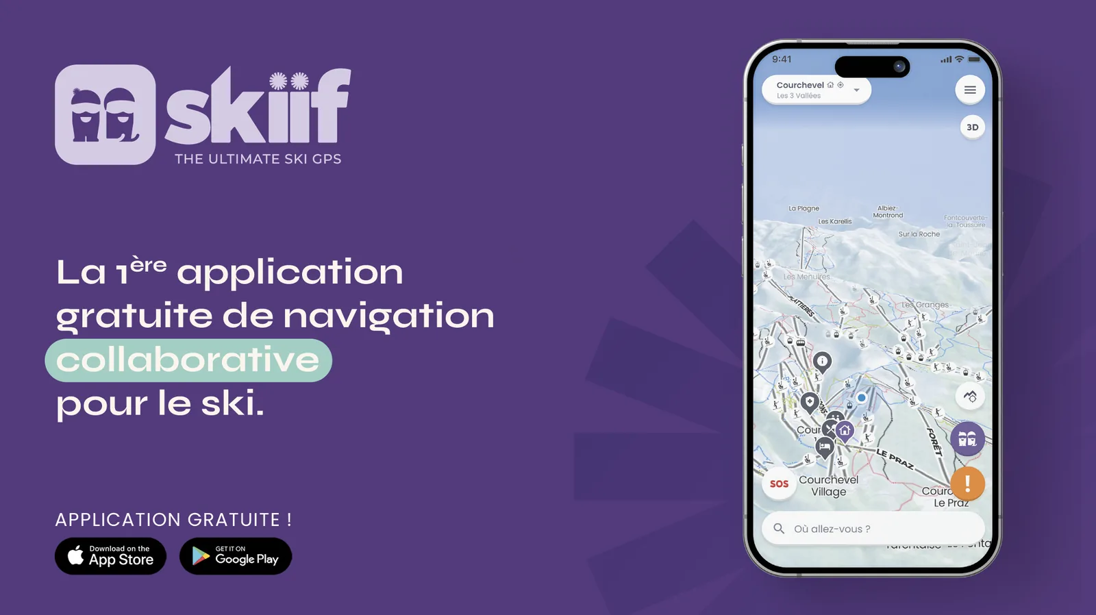 Capture d'écran Skiif - GPS connecté innovant pour skieurs développé par Digital Anywhere - Cadrage stratégique product, Product Management, Pilotage des opérations